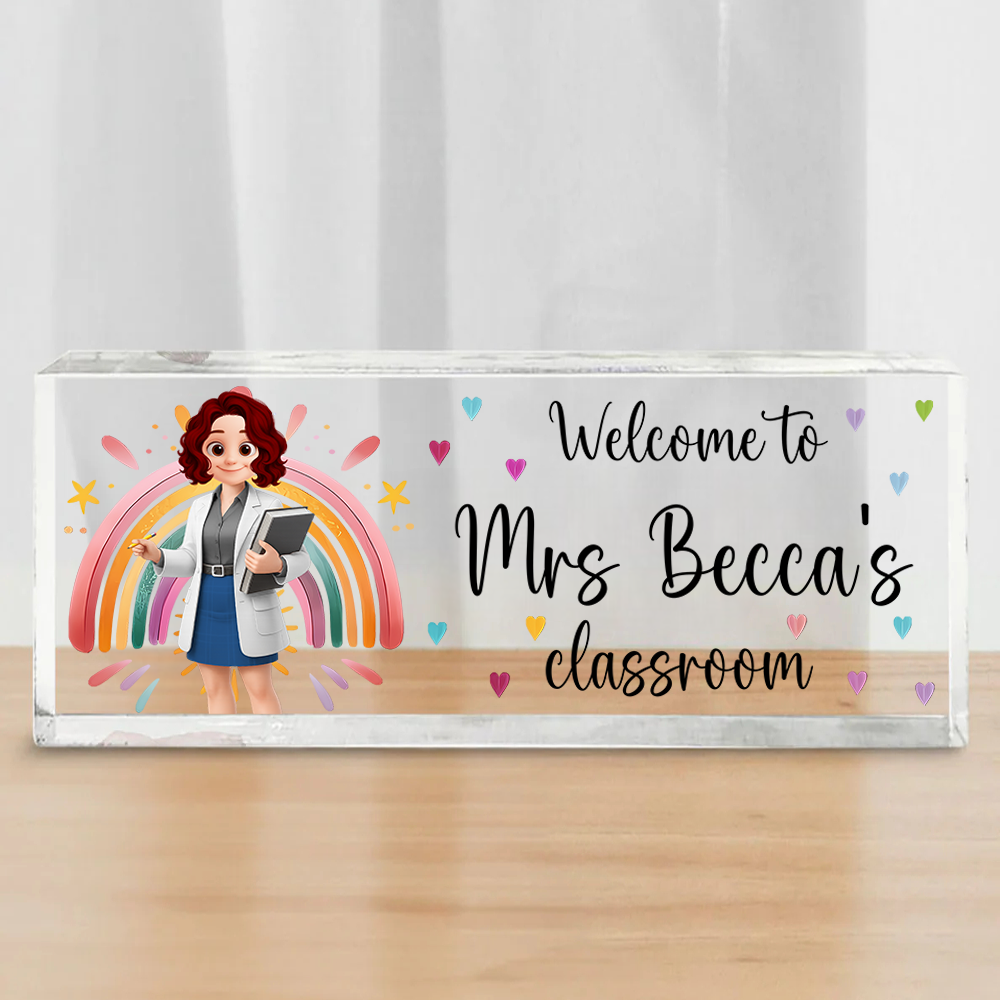 Custom Teacher Name Desk Plate Personalized Acrylic Desk Name Plate Gift For Teacher Tu24