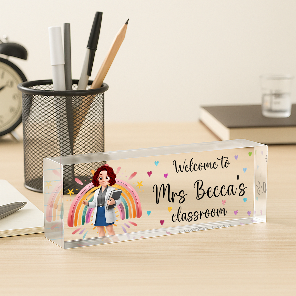 Custom Teacher Name Desk Plate Personalized Acrylic Desk Name Plate Gift For Teacher Tu24