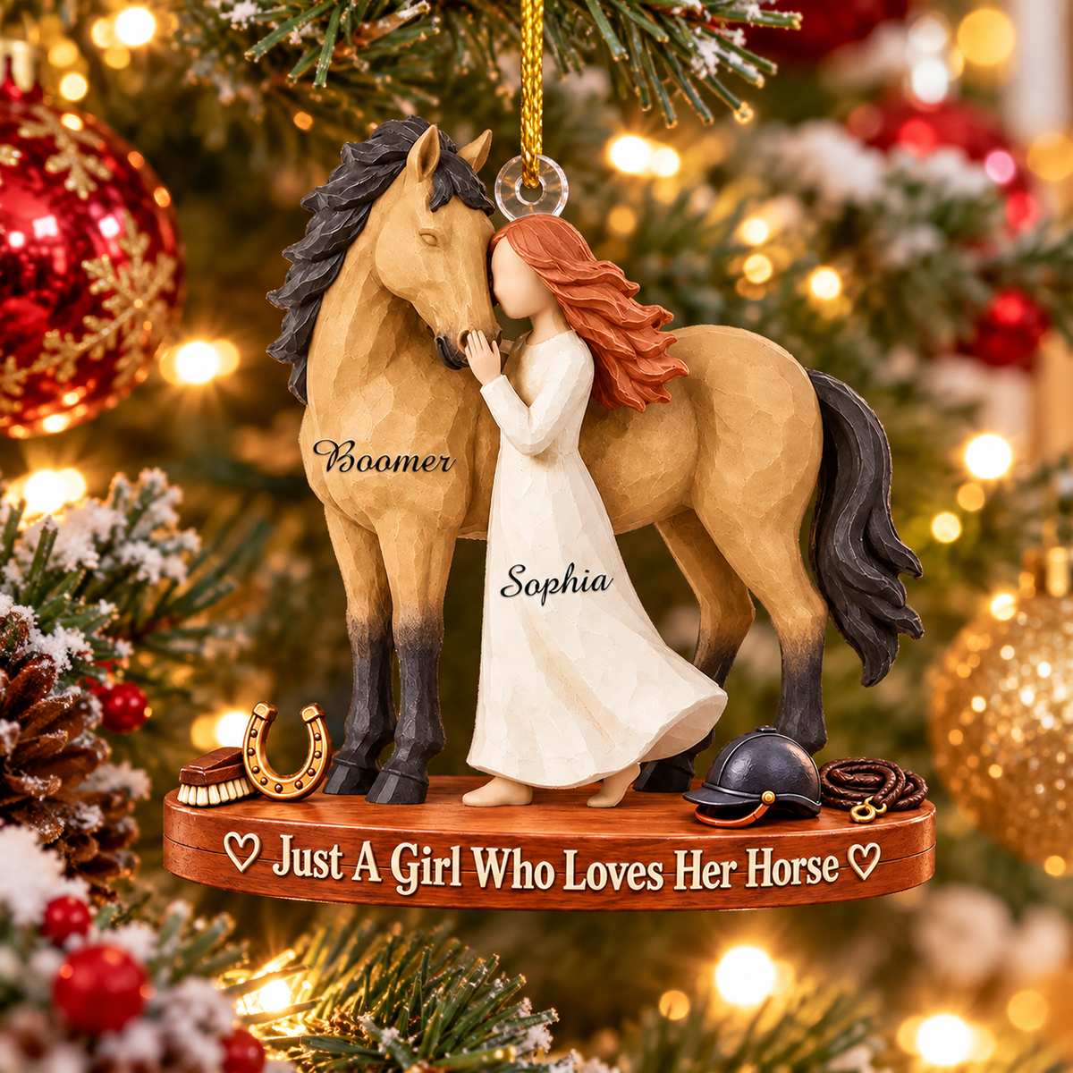 Personalized Just A Girl Who Loves Her Horse Christmas Ornament, Horse Lover Gift VH01