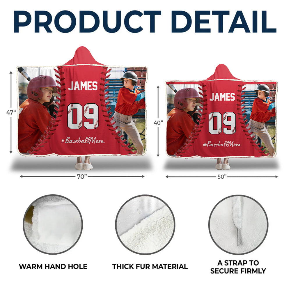 Custom Name & Photo Softball Mom - Personalized Photo Wearable Blanket Hoodie Tu20