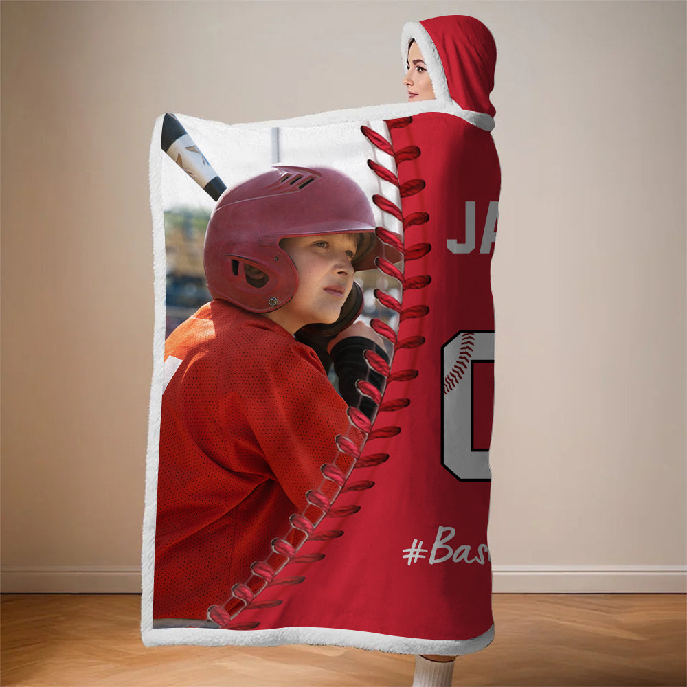 Custom Name & Photo Softball Mom - Personalized Photo Wearable Blanket Hoodie Tu20