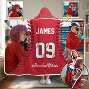 Custom Name & Photo Softball Mom - Personalized Photo Wearable Blanket Hoodie Tu20