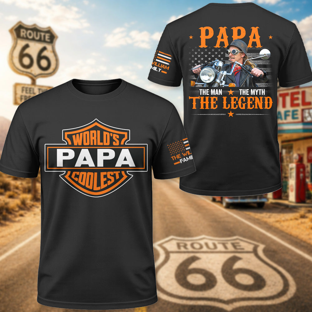 World's Papa Coolest - Papa, Tha Man, The Myth, The Legend - Personalized Upload Photo For Biker - Gift for Father's Day A2110 Pt99