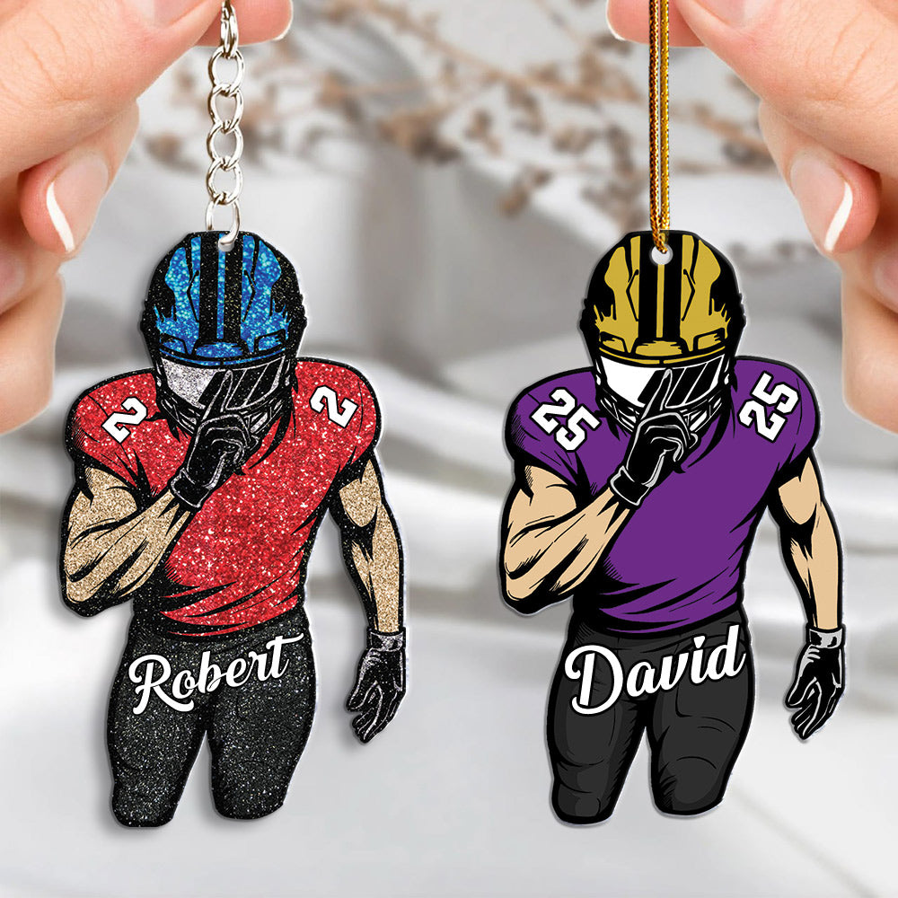 Football Player Acrylic Ornament Keychain Custom Name Number Personalized Gift For Football Lovers Tu24