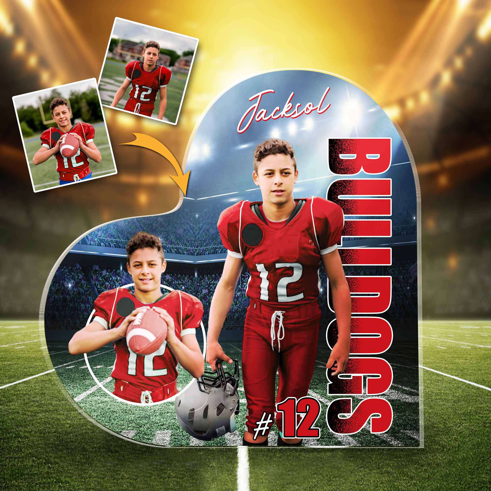 Custom Photo Football Game Day Football Heart Acrylic Gift For Football Lovers - Personalized Gift For Football Tu24 Pt99