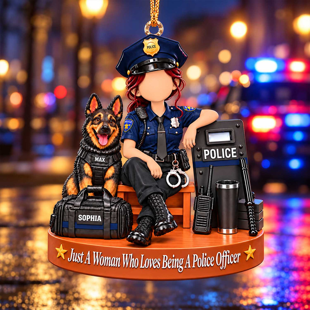 Custom Just A Woman Who Loves Being A Police Officer Ornament, Christmas Gift For Police Officer L0411 Pt99