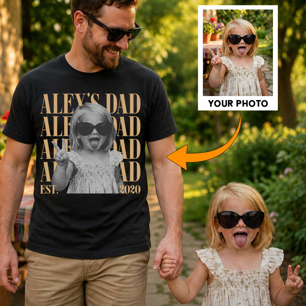 Custom Dad Vintage Photo Shirt: Personalized Fathers Day Shirt With Kids Photo, Funny Dad Shirt, Best Dad Ever Shirt, New Dad Gift VH01