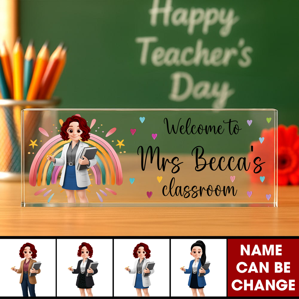 Custom Teacher Name Desk Plate Personalized Acrylic Desk Name Plate Gift For Teacher Tu24