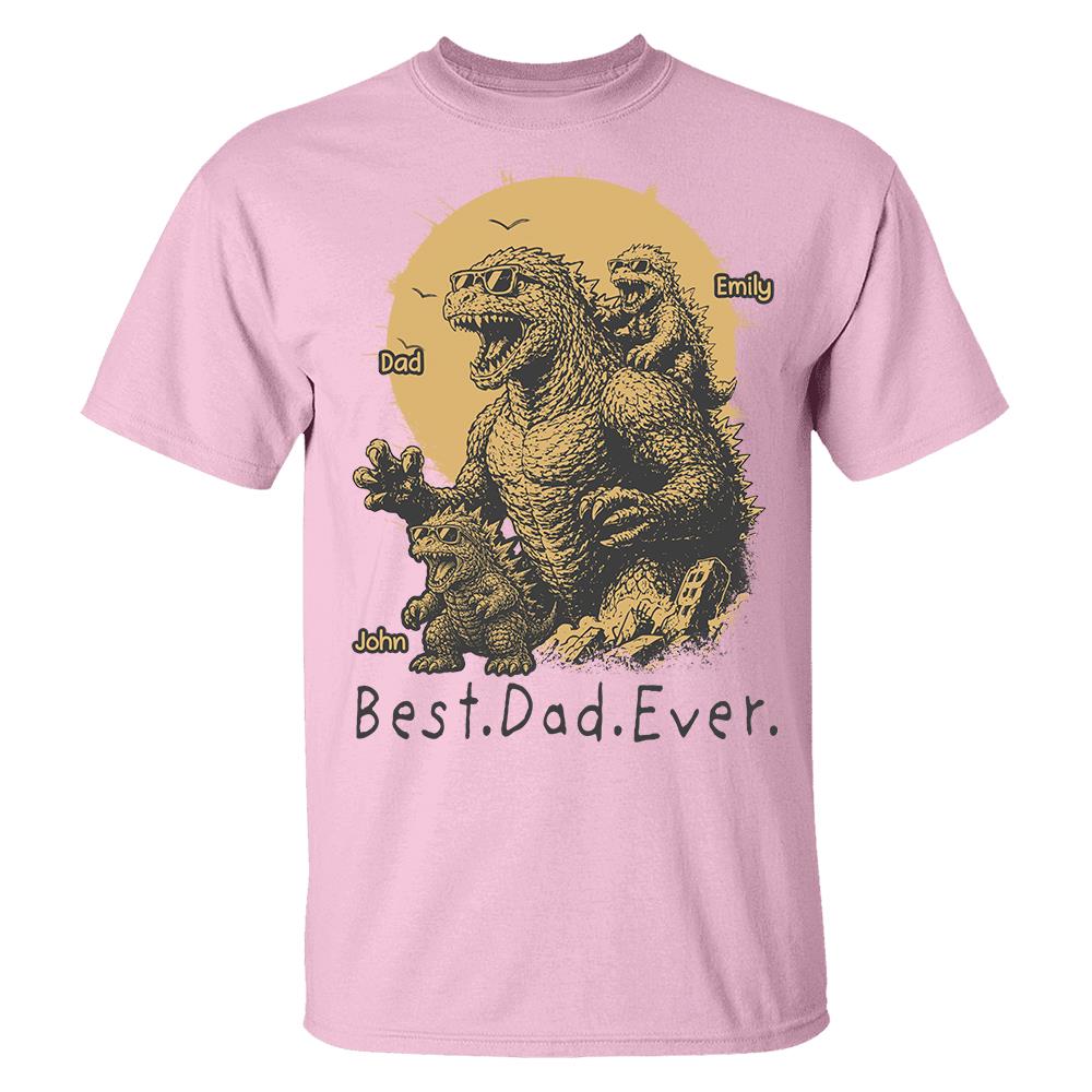 Personalized Best Dad Ever Dadzilla T-Shirt Father Day Gifts for Dad Funny Papa Tshirt Cool Daddy Dinosaur Tee Vr2