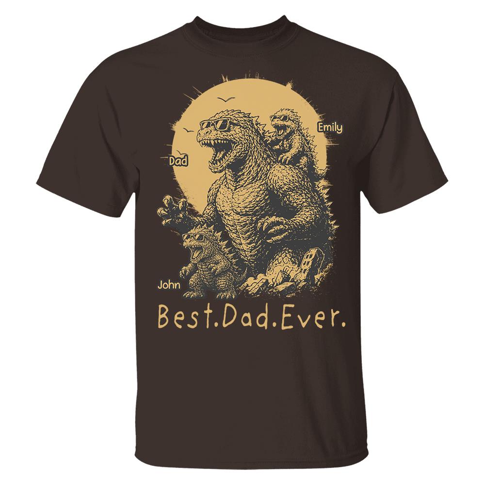 Personalized Best Dad Ever Dadzilla T-Shirt Father Day Gifts for Dad Funny Papa Tshirt Cool Daddy Dinosaur Tee Vr2
