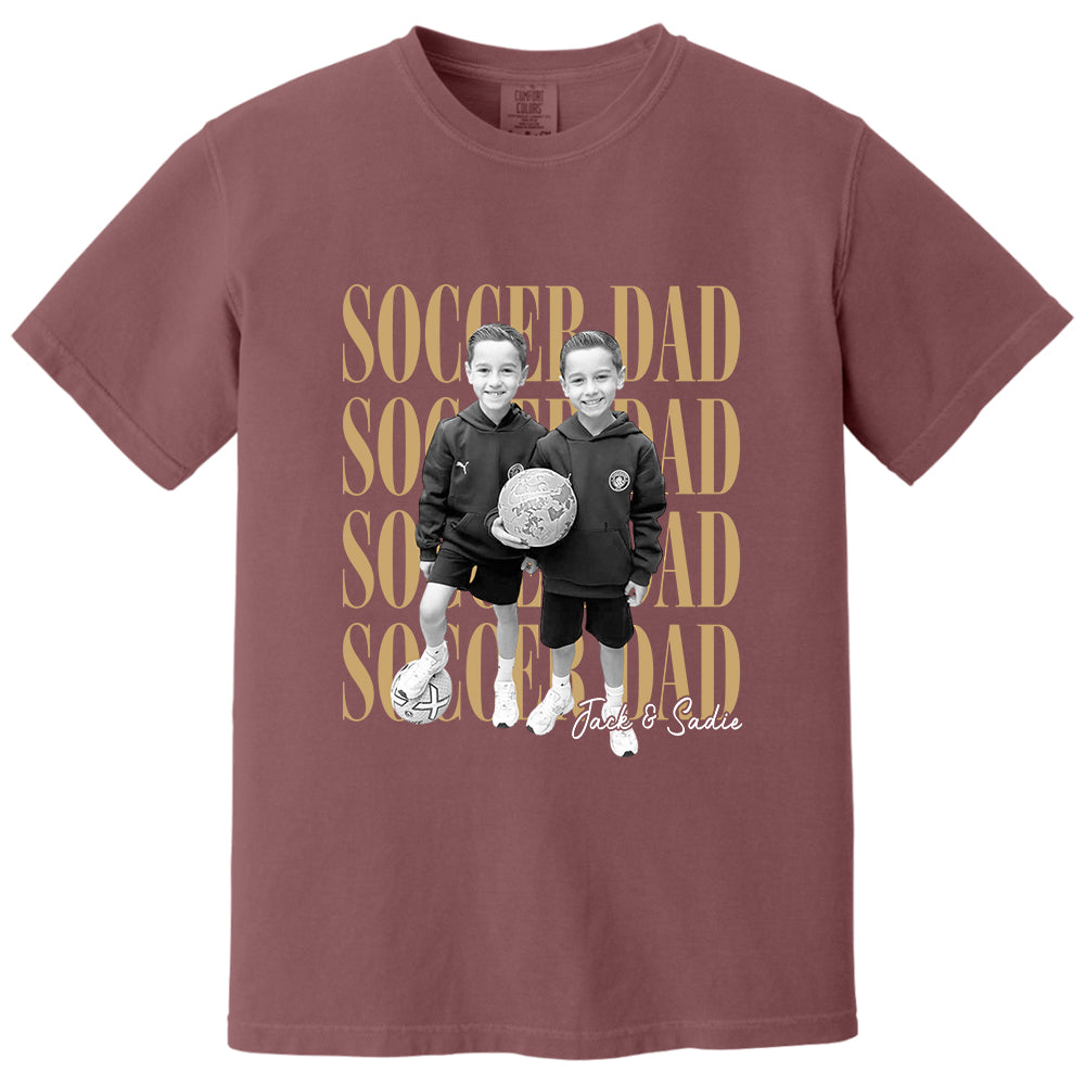 Soccer Dad Shirt, Personalized Photo Shirt for Dad, Custom Soccer Dad Tee, Father’s Day Gift for Soccer Dad, Sports Dad T-Shirt Na02 VH01