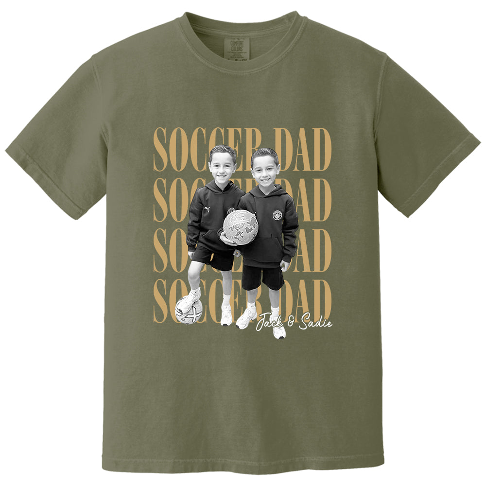 Soccer Dad Shirt, Personalized Photo Shirt for Dad, Custom Soccer Dad Tee, Father’s Day Gift for Soccer Dad, Sports Dad T-Shirt Na02 VH01