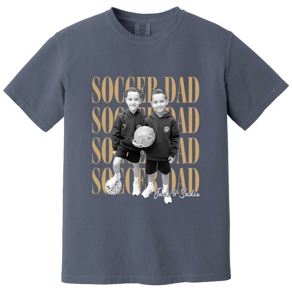 Soccer Dad Shirt, Personalized Photo Shirt for Dad, Custom Soccer Dad Tee, Father’s Day Gift for Soccer Dad, Sports Dad T-Shirt Na02 VH01
