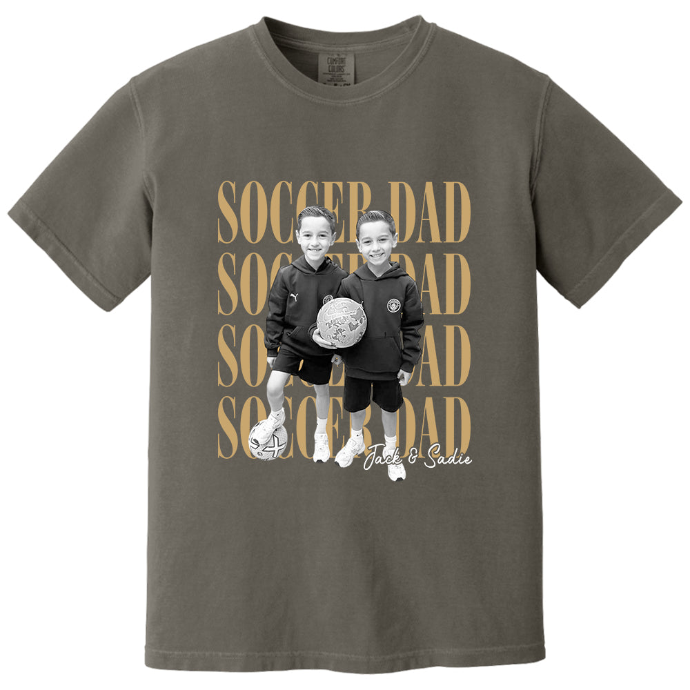 Soccer Dad Shirt, Personalized Photo Shirt for Dad, Custom Soccer Dad Tee, Father’s Day Gift for Soccer Dad, Sports Dad T-Shirt Na02 VH01