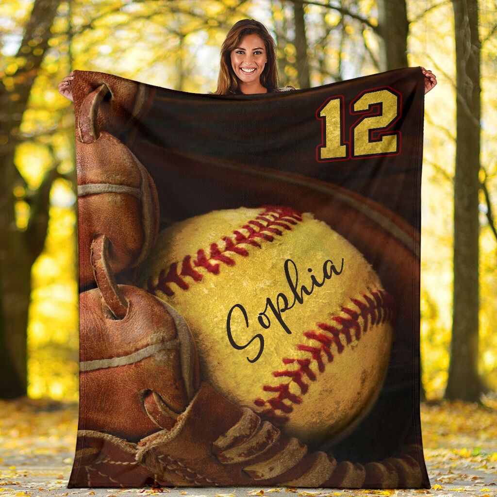 Custom Name And Number Softball Game Days Blanket Gifts For Softball Lovers