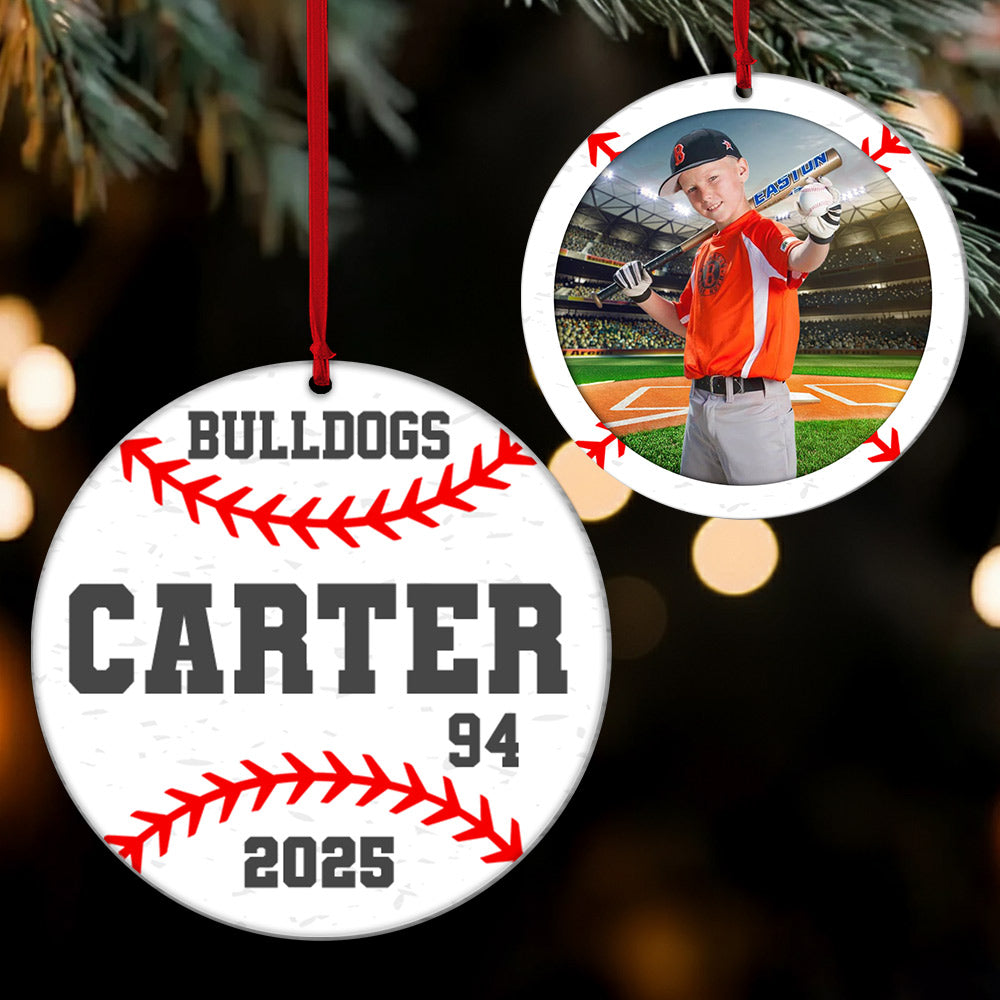 Custom Photo Baseball Christmas Acrylic Ornament, Personalized Sports Decoration Gift For Baseball Lovers 2025 Tu24 Li29