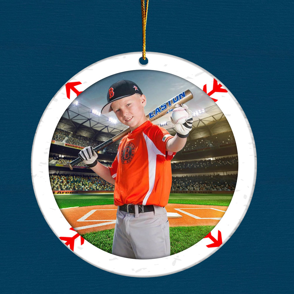 Custom Photo Baseball Christmas Acrylic Ornament, Personalized Sports Decoration Gift For Baseball Lovers 2025 Tu24 Li29