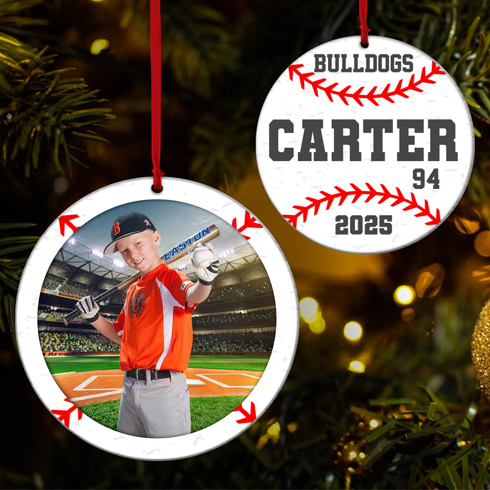 Custom Photo Baseball Christmas Acrylic Ornament, Personalized Sports Decoration Gift For Baseball Lovers 2025 Tu24 Li29