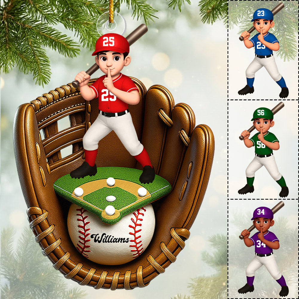 Custom Name And Number Baseball SoftBall Acrylic Ornament, Baseball SoftBall Lover Christmas Gift Vr2 T1807 VH01