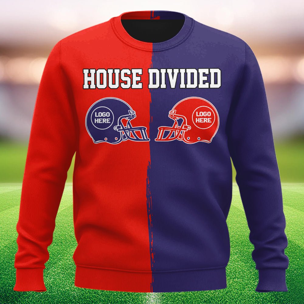 Custom Two Football Team All Over Print Shirt, House Divided Football Sweatshirt, House Divided Shirt, Split Team Shirt, House Divided Shirt Tu20