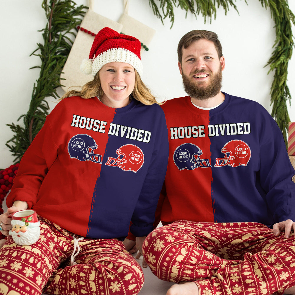 Custom Two Football Team All Over Print Shirt, House Divided Football Sweatshirt, House Divided Shirt, Split Team Shirt, House Divided Shirt Tu20