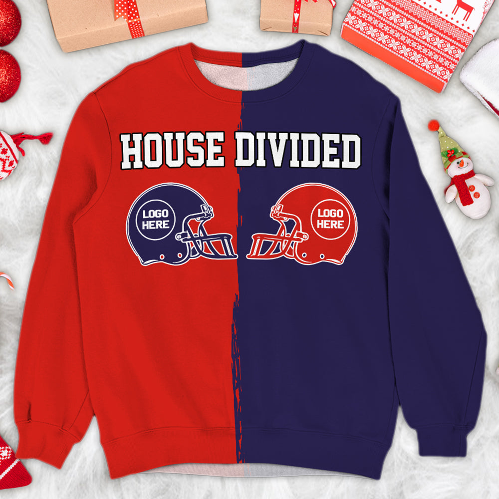 Custom Two Football Team All Over Print Shirt, House Divided Football Sweatshirt, House Divided Shirt, Split Team Shirt, House Divided Shirt Tu20
