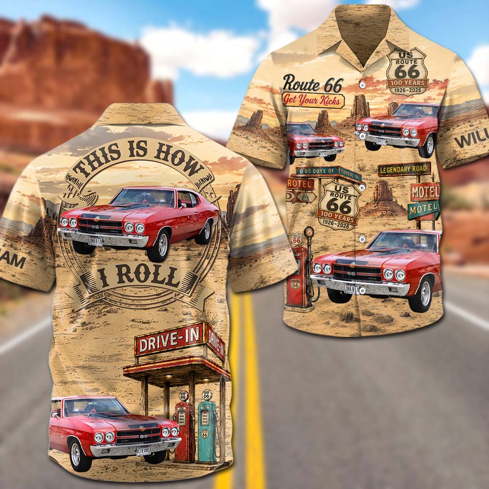 Celebrate 100 Years of Road Route 66 - Heritage Road American - Custom Vehicle Photo Hawaiian Shirt A2110 Pt99