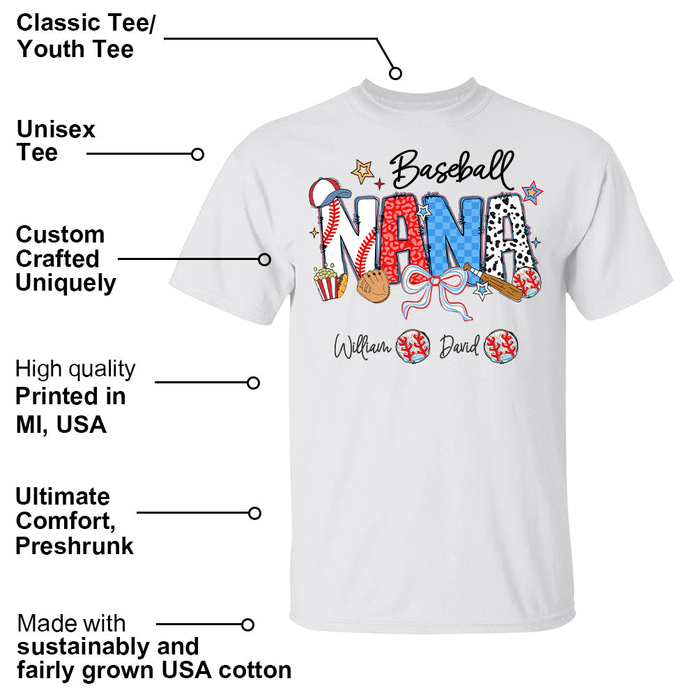 Baseball Mama - Personalized Shirt Gift For Grandma Pt99