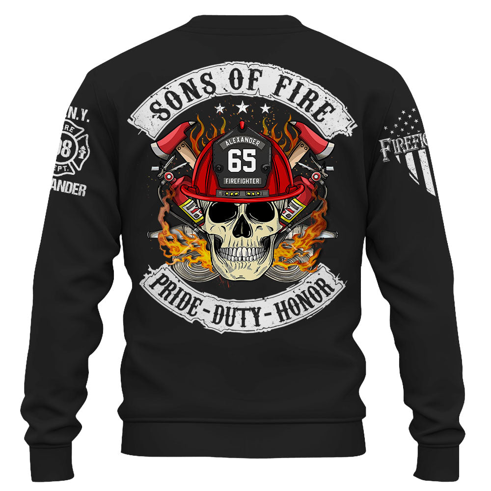 Custom Shirt Sons of Fire Pride Duty Honor Personalized Shirt For Fireman Firefighter K1702 Trhn
