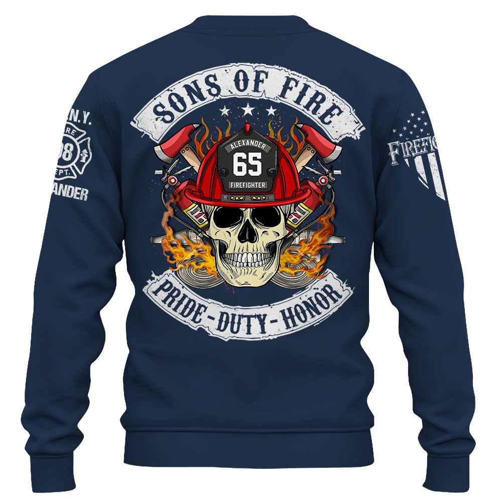 Custom Shirt Sons of Fire Pride Duty Honor Personalized Shirt For Fireman Firefighter K1702 Trhn