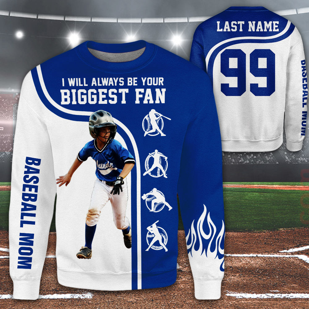 Personalized Shirt I Will Always Be Your Biggest Fan All Over Print Shirt For Baseball Mom Grandma Sport Family H2511 Do99