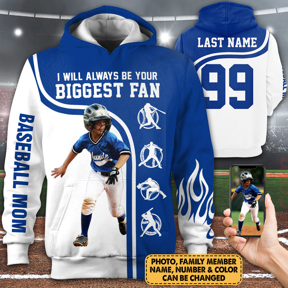 Personalized Shirt I Will Always Be Your Biggest Fan All Over Print Shirt For Baseball Mom Grandma Sport Family H2511 Do99