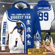 Personalized Shirt I Will Always Be Your Biggest Fan All Over Print Shirt For Baseball Mom Grandma Sport Family H2511 Do99