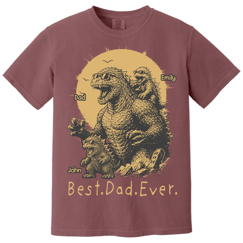 Personalized Best Dad Ever Dadzilla T-Shirt Father Day Gifts for Dad Funny Papa Tshirt Cool Daddy Dinosaur Tee Vr2