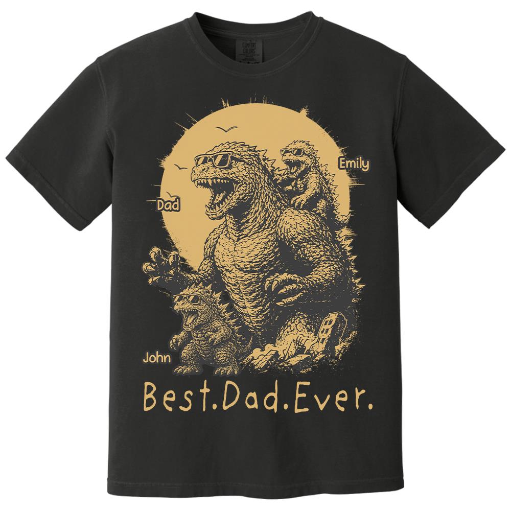 Personalized Best Dad Ever Dadzilla T-Shirt Father Day Gifts for Dad Funny Papa Tshirt Cool Daddy Dinosaur Tee Vr2