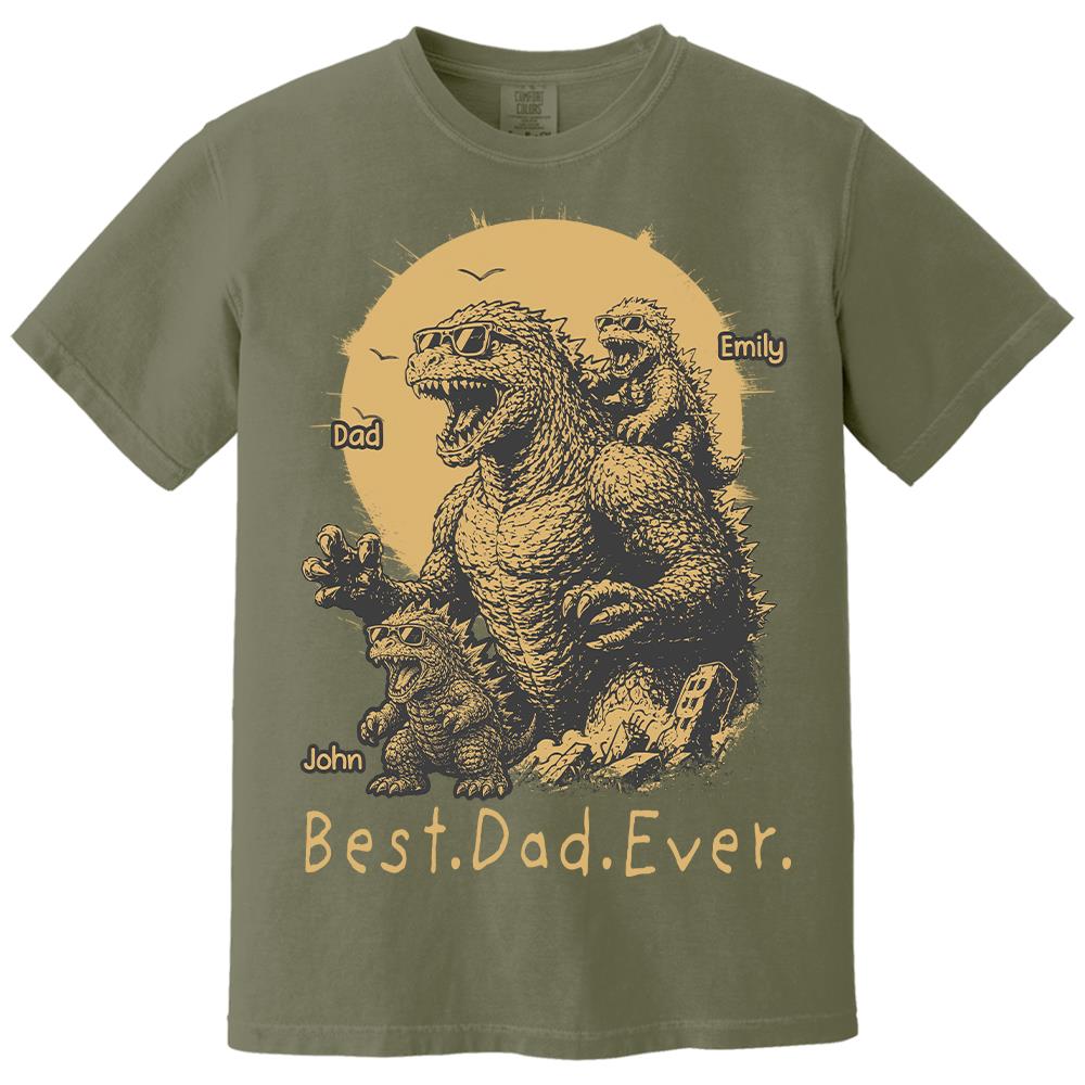 Personalized Best Dad Ever Dadzilla T-Shirt Father Day Gifts for Dad Funny Papa Tshirt Cool Daddy Dinosaur Tee Vr2