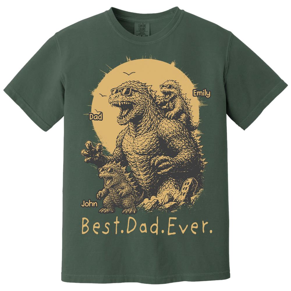 Personalized Best Dad Ever Dadzilla T-Shirt Father Day Gifts for Dad Funny Papa Tshirt Cool Daddy Dinosaur Tee Vr2