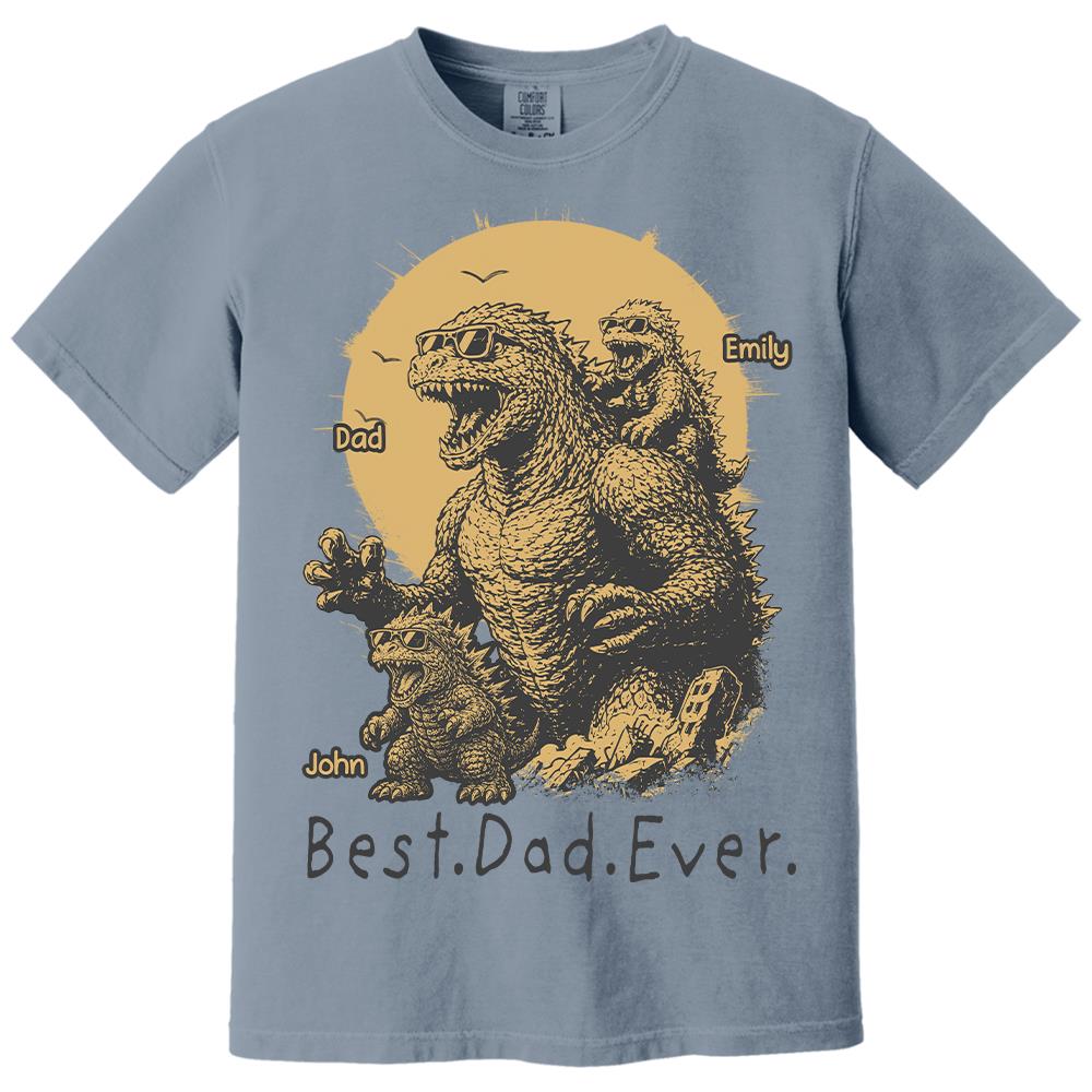 Personalized Best Dad Ever Dadzilla T-Shirt Father Day Gifts for Dad Funny Papa Tshirt Cool Daddy Dinosaur Tee Vr2
