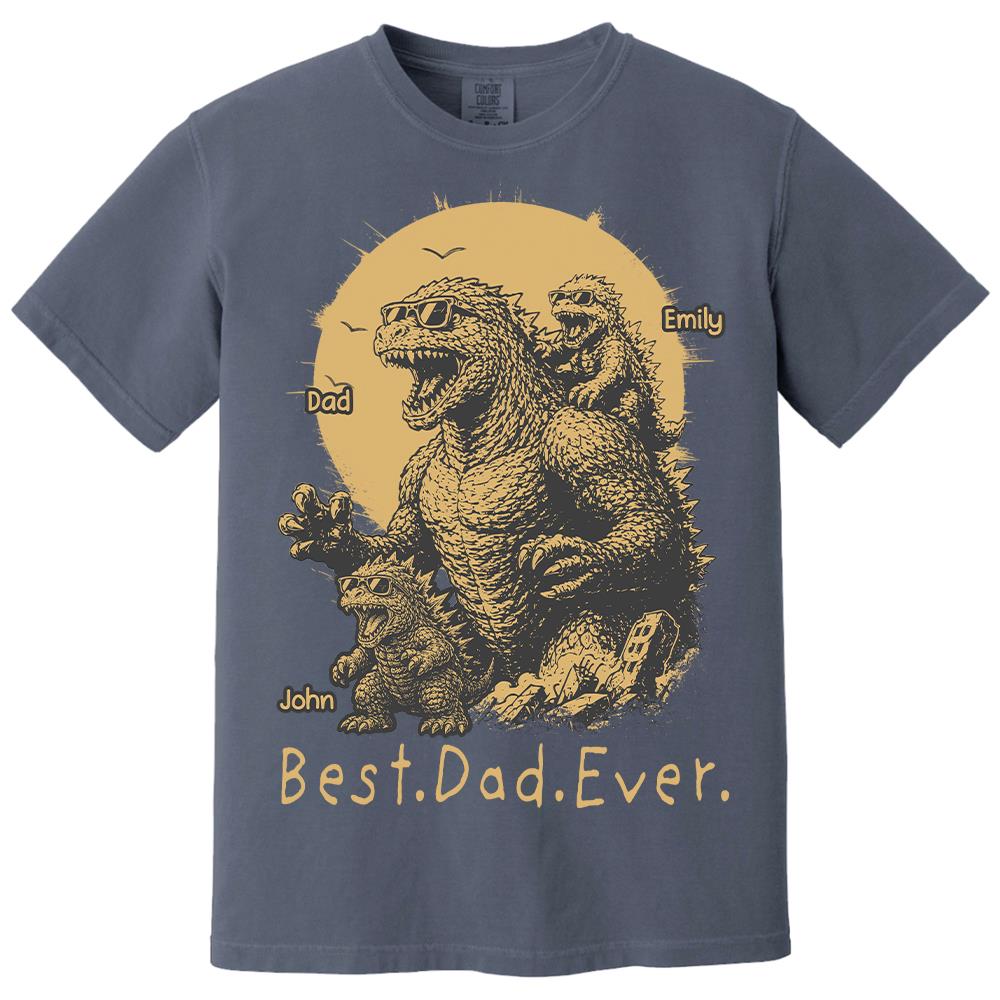 Personalized Best Dad Ever Dadzilla T-Shirt Father Day Gifts for Dad Funny Papa Tshirt Cool Daddy Dinosaur Tee Vr2