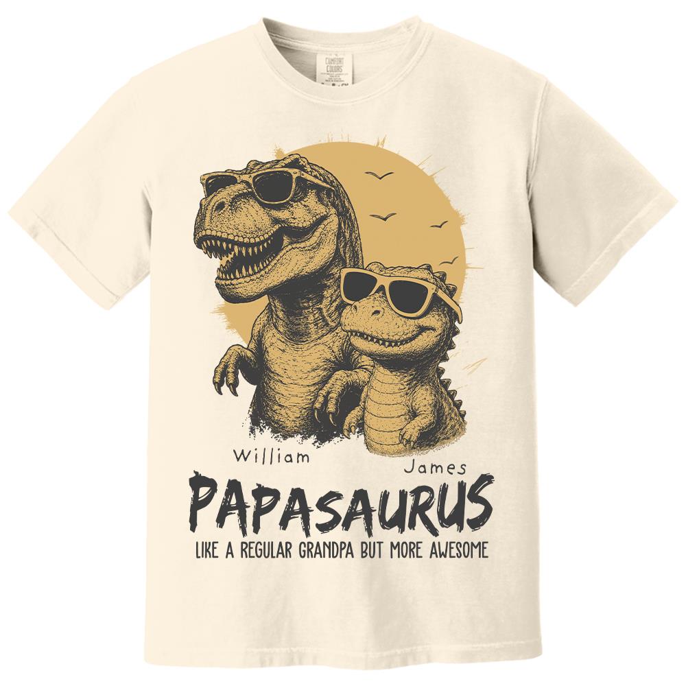 Personalized Grandpasaurus Shirt with Custom Kids Names, Funny Grandpa Family T Shirt for Papa Daddy, Father's Day Birthday Gift Hv01