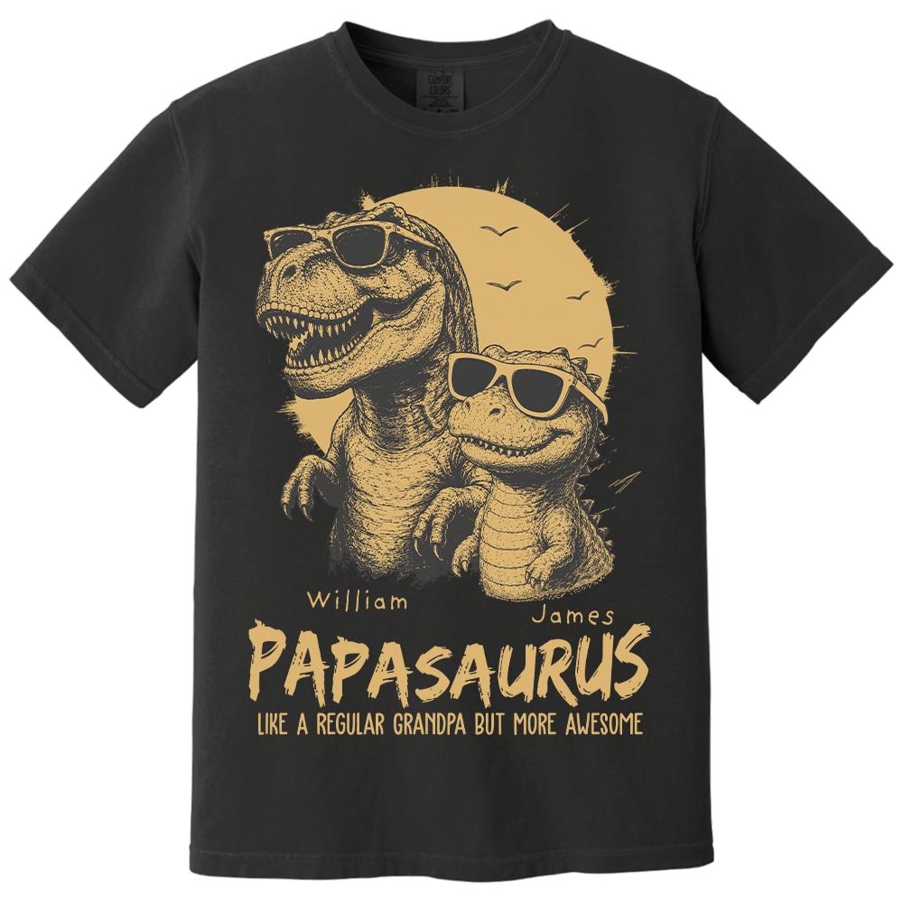 Personalized Grandpasaurus Shirt with Custom Kids Names, Funny Grandpa Family T Shirt for Papa Daddy, Father's Day Birthday Gift Hv01