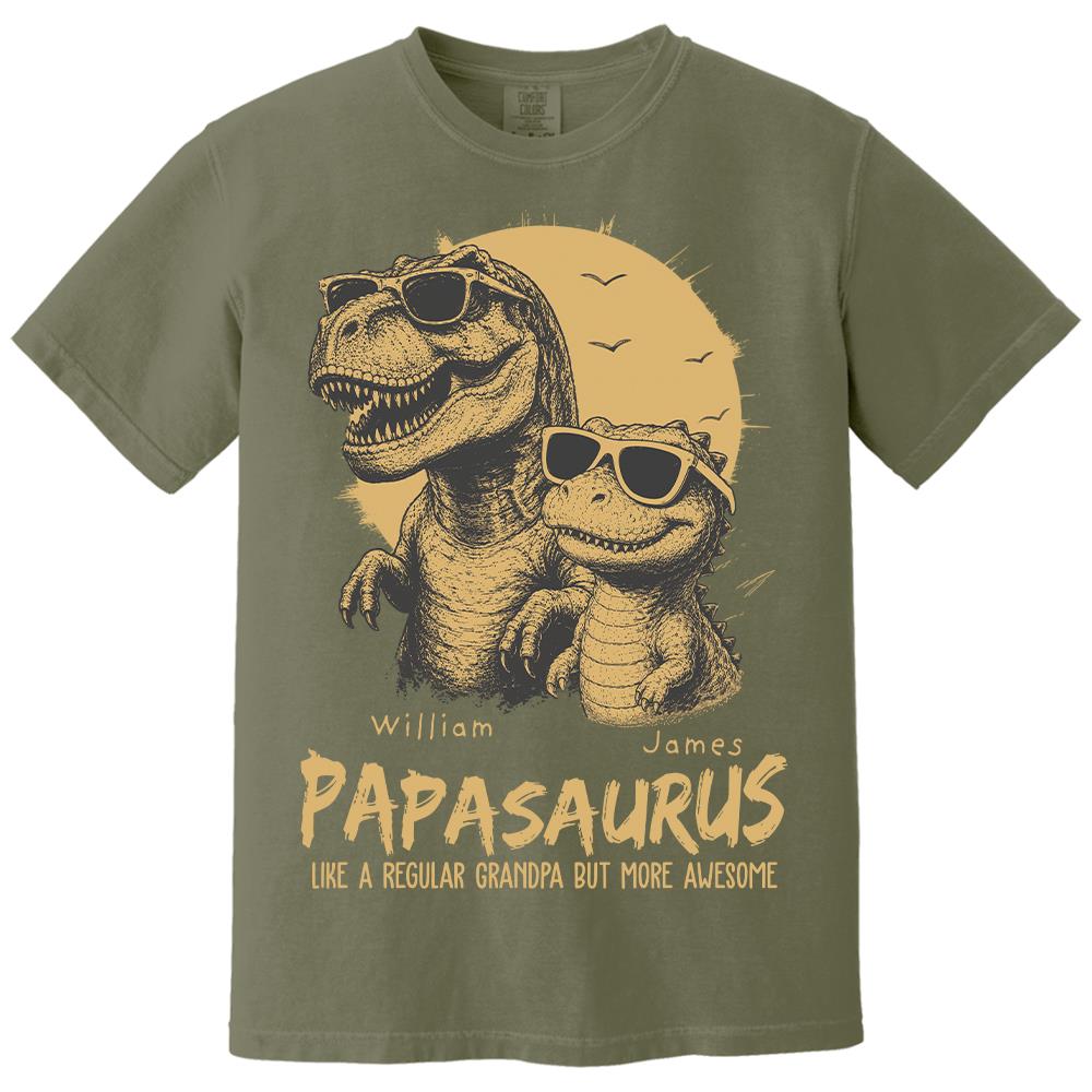 Personalized Grandpasaurus Shirt with Custom Kids Names, Funny Grandpa Family T Shirt for Papa Daddy, Father's Day Birthday Gift Hv01