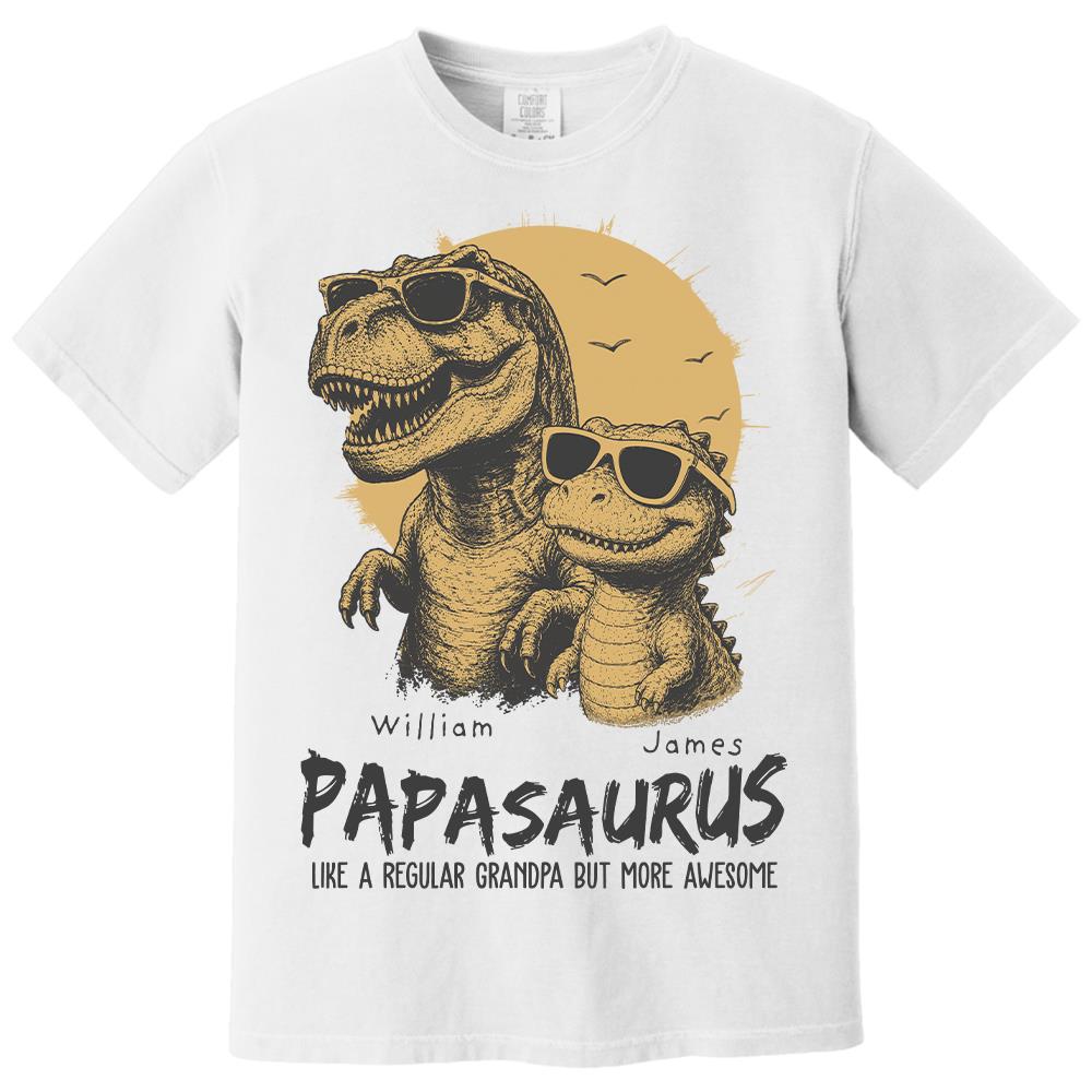 Personalized Grandpasaurus Shirt with Custom Kids Names, Funny Grandpa Family T Shirt for Papa Daddy, Father's Day Birthday Gift Hv01