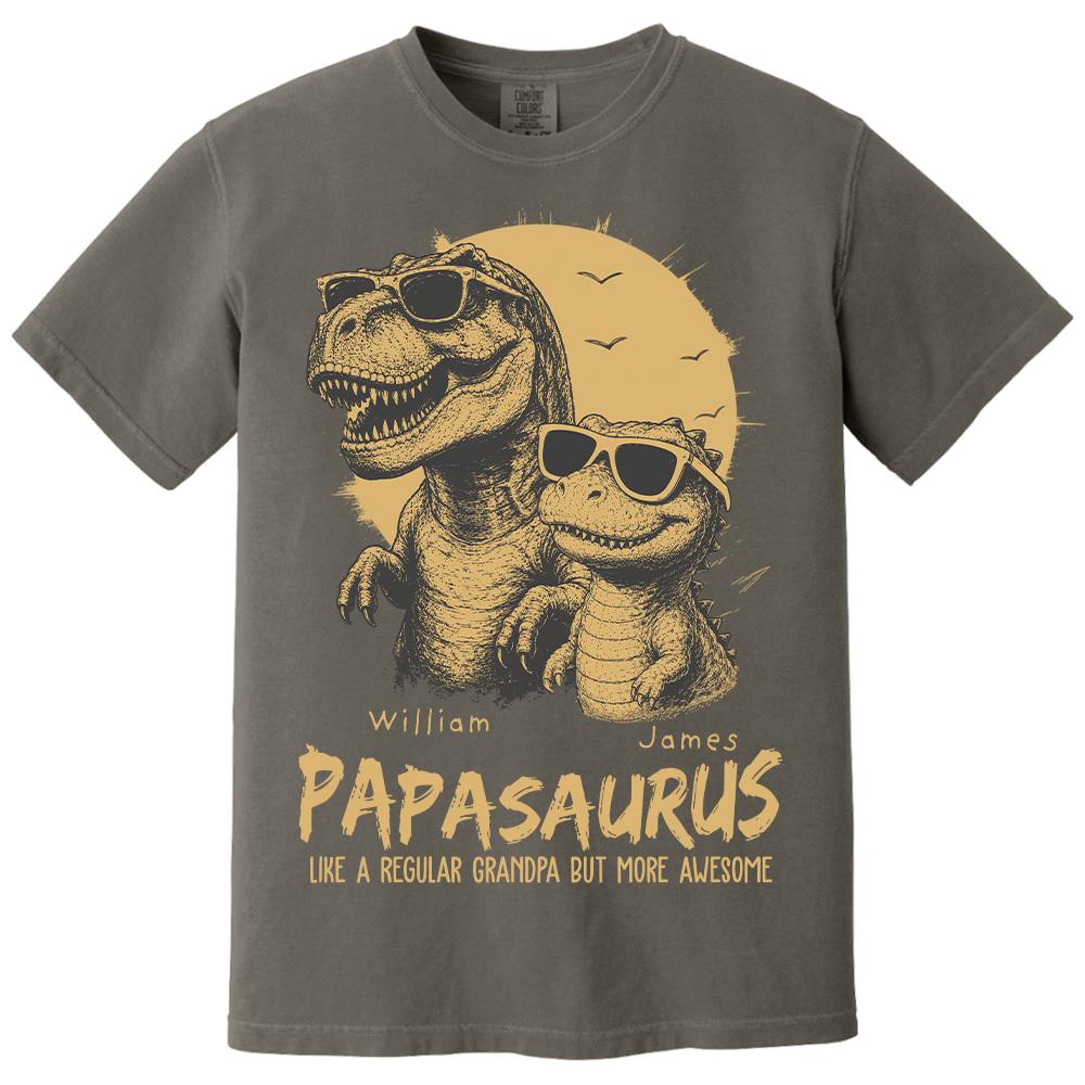 Personalized Grandpasaurus Shirt with Custom Kids Names, Funny Grandpa Family T Shirt for Papa Daddy, Father's Day Birthday Gift Hv01