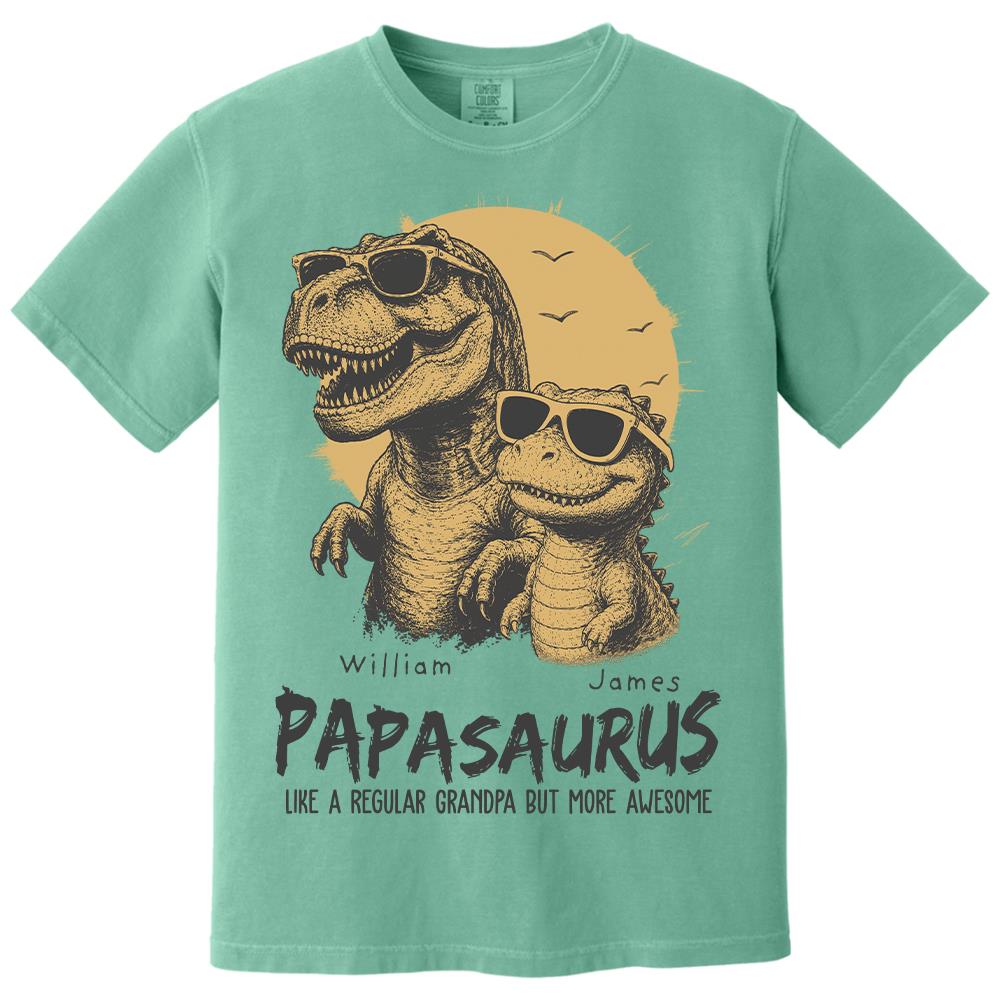 Personalized Grandpasaurus Shirt with Custom Kids Names, Funny Grandpa Family T Shirt for Papa Daddy, Father's Day Birthday Gift Hv01
