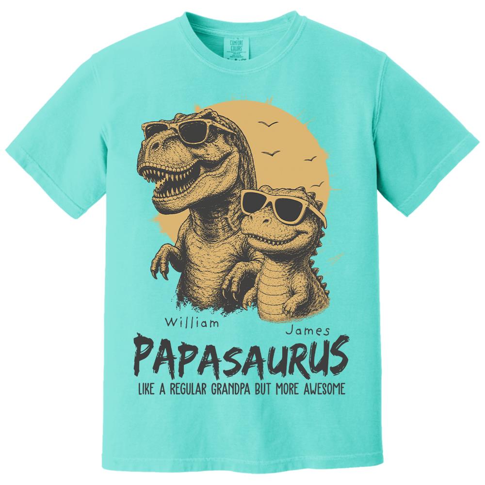 Personalized Grandpasaurus Shirt with Custom Kids Names, Funny Grandpa Family T Shirt for Papa Daddy, Father's Day Birthday Gift Hv01