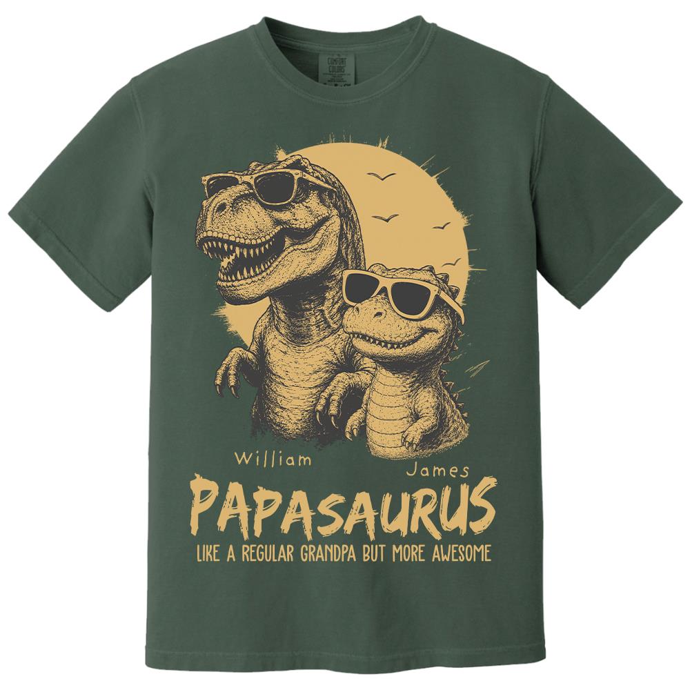 Personalized Grandpasaurus Shirt with Custom Kids Names, Funny Grandpa Family T Shirt for Papa Daddy, Father's Day Birthday Gift Hv01
