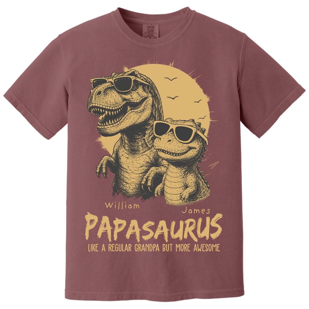 Personalized Grandpasaurus Shirt with Custom Kids Names, Funny Grandpa Family T Shirt for Papa Daddy, Father's Day Birthday Gift Hv01