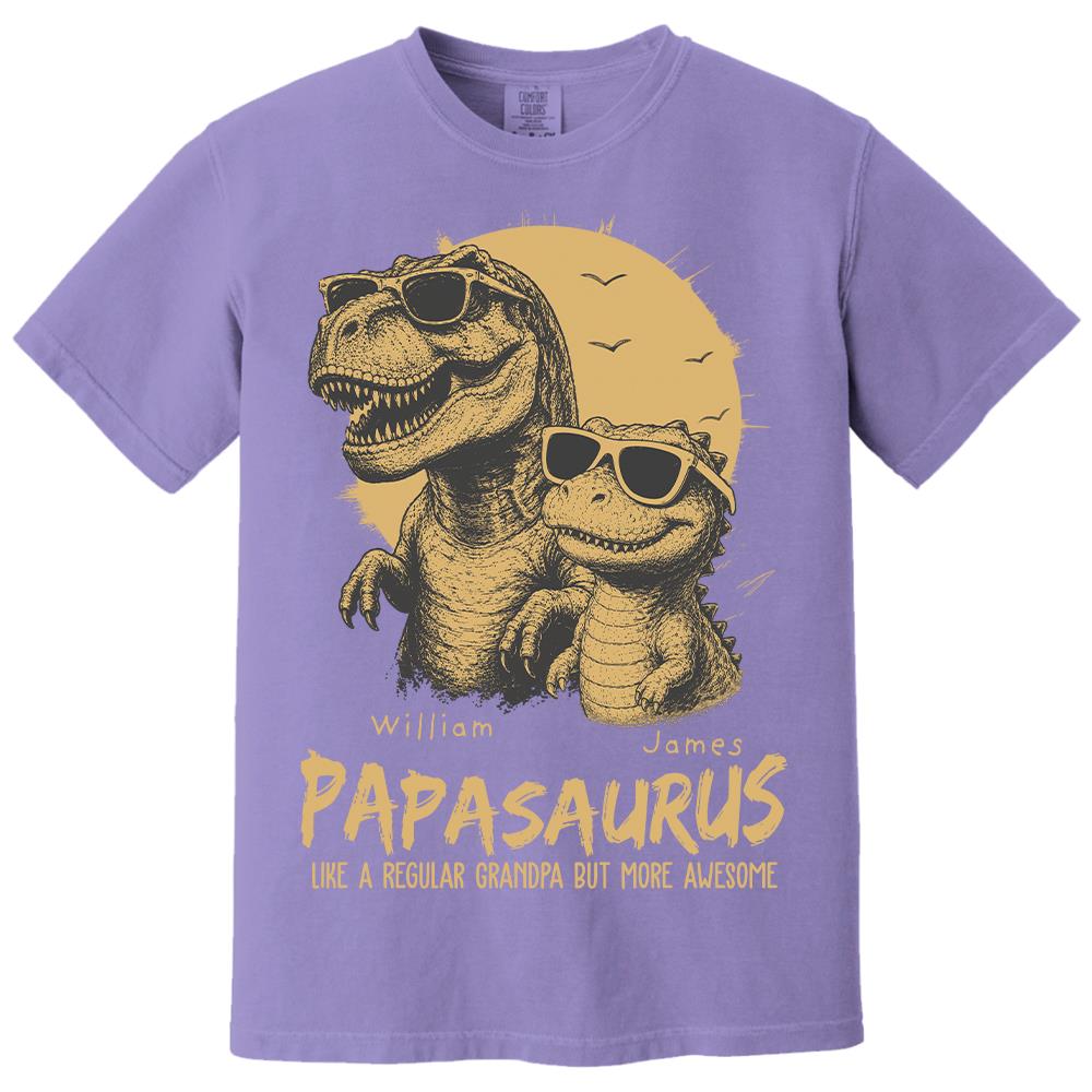 Personalized Grandpasaurus Shirt with Custom Kids Names, Funny Grandpa Family T Shirt for Papa Daddy, Father's Day Birthday Gift Hv01