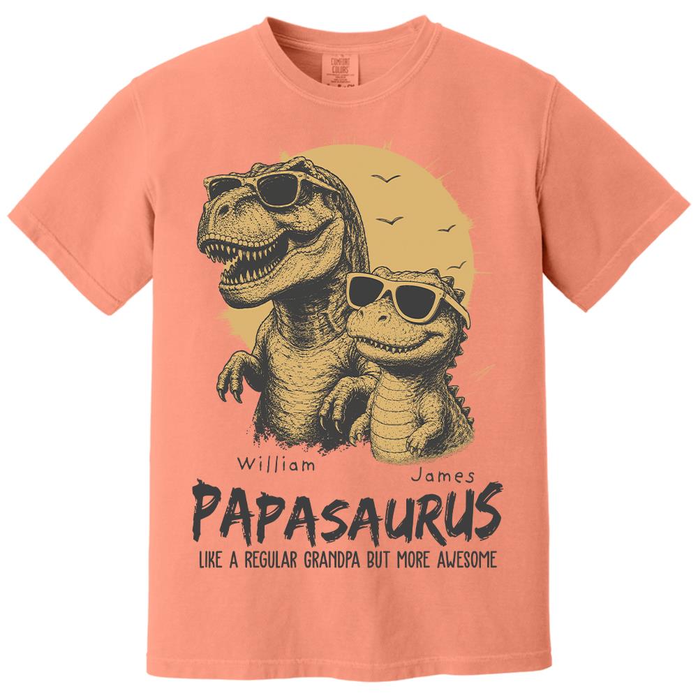 Personalized Grandpasaurus Shirt with Custom Kids Names, Funny Grandpa Family T Shirt for Papa Daddy, Father's Day Birthday Gift Hv01
